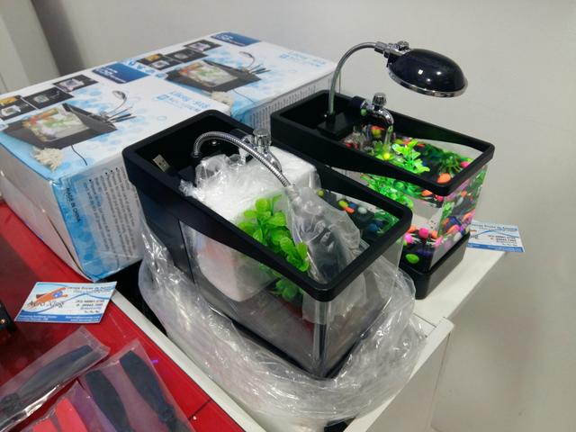 Aquário USB com Led para Escritório com Luminária e Porta Treco - Imagem 2